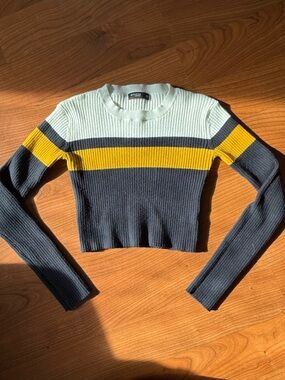 Ethos Clothing Cropped Ribbed Colorblock Top